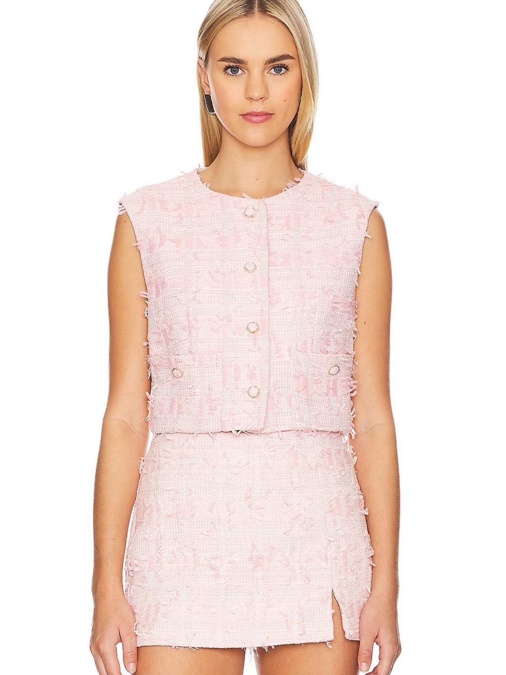 Astr Pink Tweed Two-Piece Dress Set
